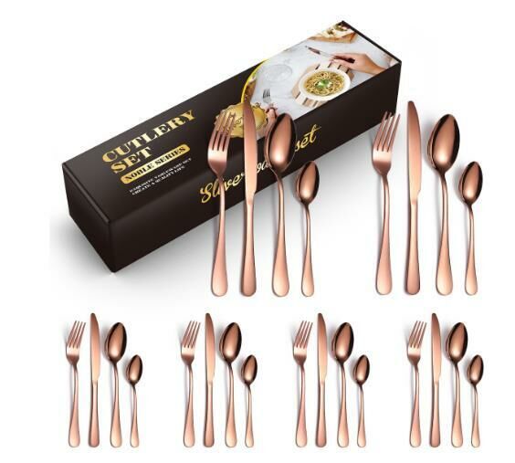 Popular Western stainless steel tableware (rose color 24-piece set)