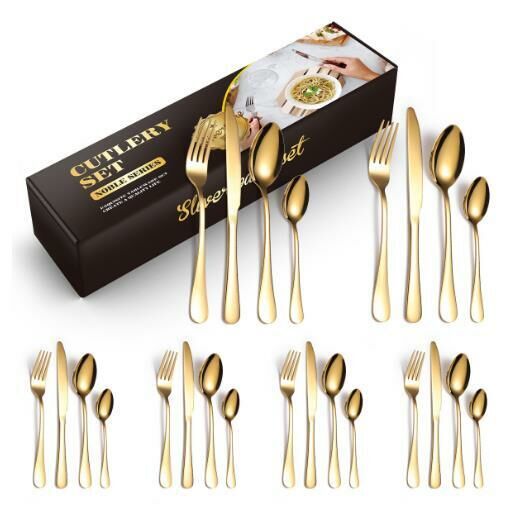 Popular Western stainless steel tableware (gold 24-piece set)