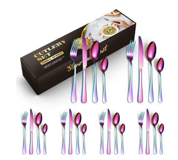 Popular Western-style stainless steel tableware (24-piece set in fantasy color)