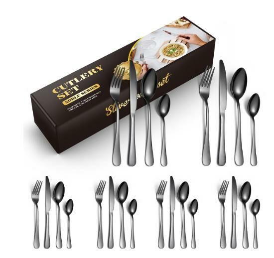 Popular Western stainless steel tableware (black 24-piece set)