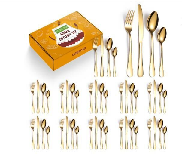 Popular Western stainless steel tableware (gold 48-piece set)