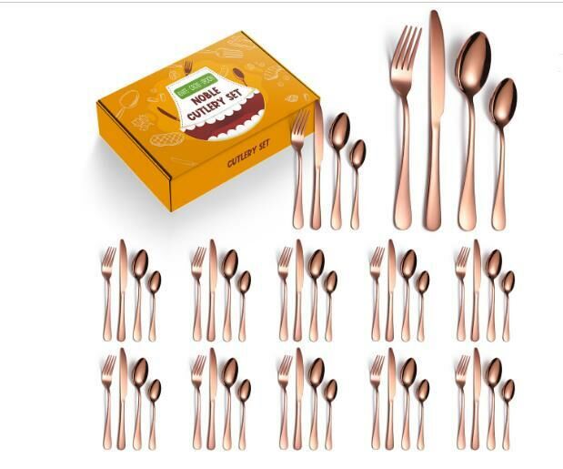 Popular Western stainless steel tableware (rose color 48-piece set)