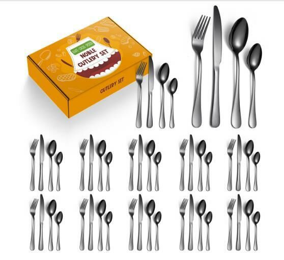 Popular Western stainless steel tableware (black 48-piece set)
