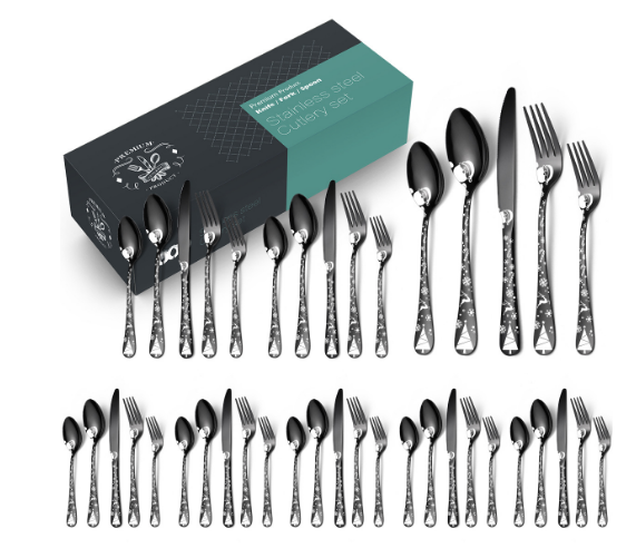 Popular pattern tableware (black-Christmas laser 40-piece set)