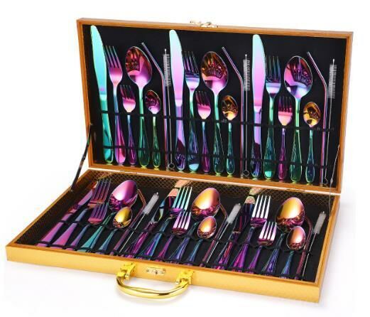 Hot Push Knife, Fork and Straw Stainless Steel Tableware (Symphony 42-piece Set)
