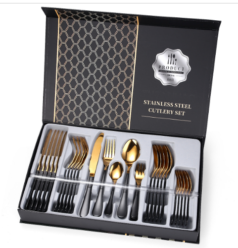 Hot recommended 30-piece tableware set (black gold 30-piece set)