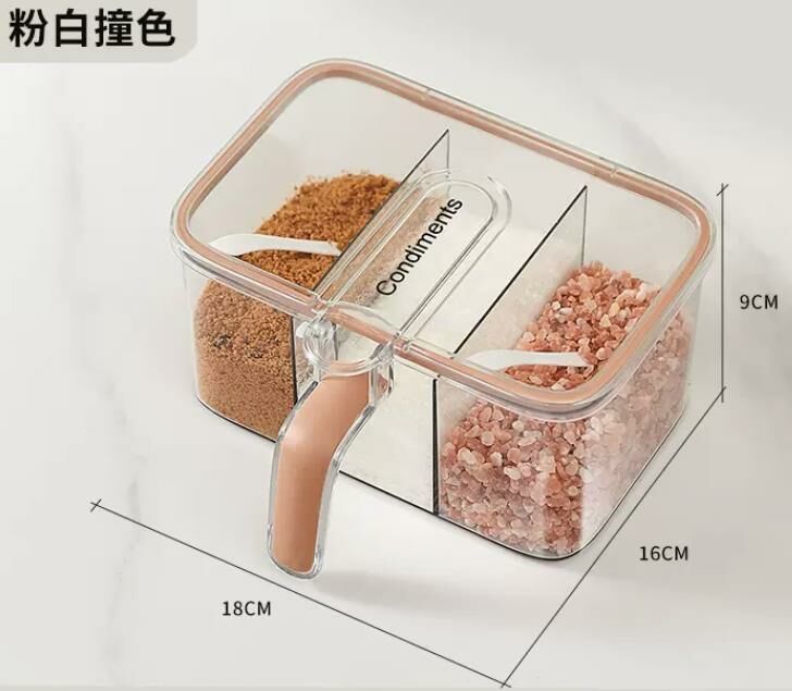 熱推（粉白撞色-【調料盒 】）調料收納盒 調味瓶罐 置物架 # 