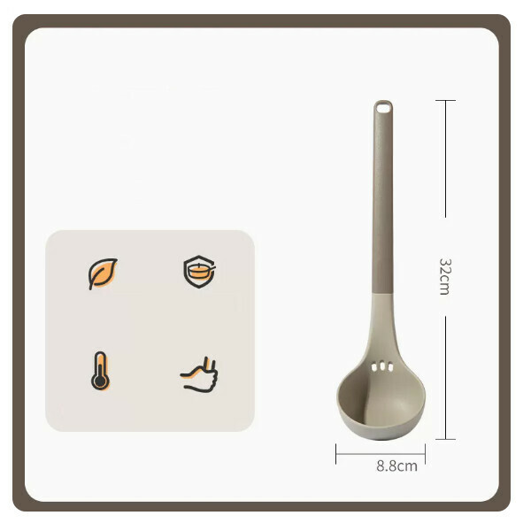 New silicone spatula for non-stick pans, special cooking spatula, soup spoon, leaking spatula, high temperature resistance (silicone soup spoon (grey coffee) n)