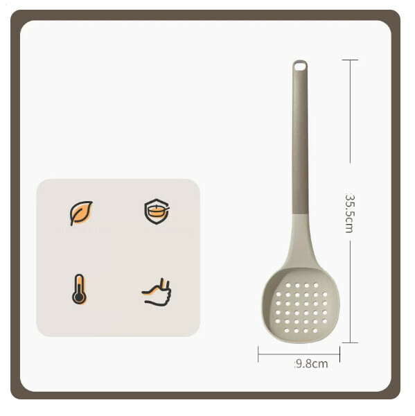 New silicone spatula for non-stick pans, special cooking spatula, soup spoon, high temperature resistance (silicone colander (grey coffee) n)