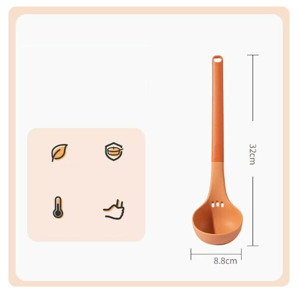 New silicone spatula for non-stick pans, special cooking spatula, soup spoon, high temperature resistance (silicone soup spoon (orange red) n)