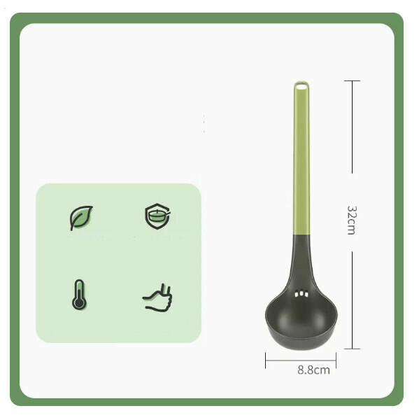 New silicone spatula for non-stick pans, special cooking spatula, soup spoon, leaking spatula, high temperature resistance (silicone soup spoon (grey green) n)