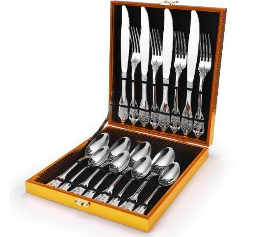 New palace retro embossed tableware (silver 16-piece set)