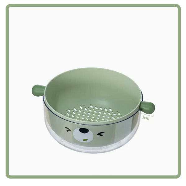 New double-layer vegetable washing basin, rice washing basket and fruit plate (Hug Bear 3L (storage & draining))