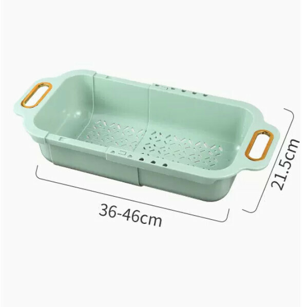 New style sink drain basket retractable double layer kitchen living room fruit plate drain basket (light fog green single layer about 5L)