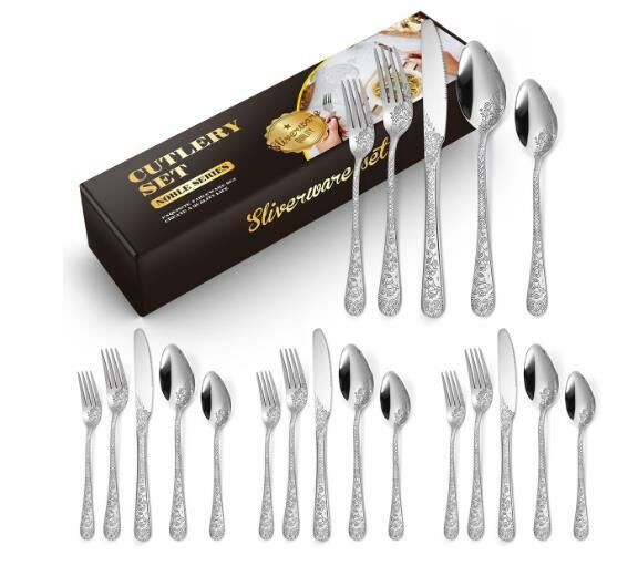 New fashionable patterned stainless steel tableware (silver 20-piece set)