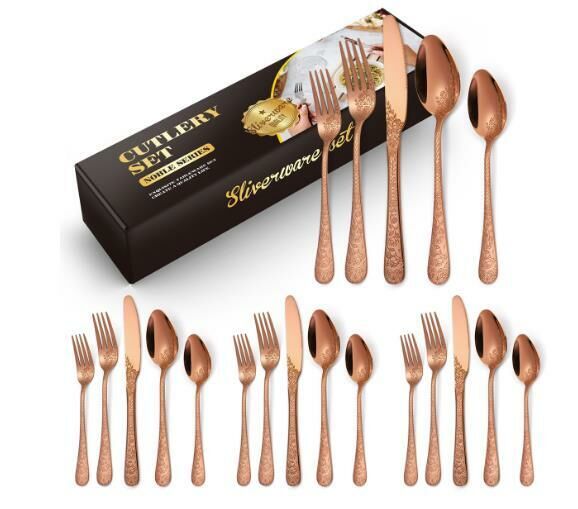 New fashion pattern stainless steel tableware (rose 20-piece set)