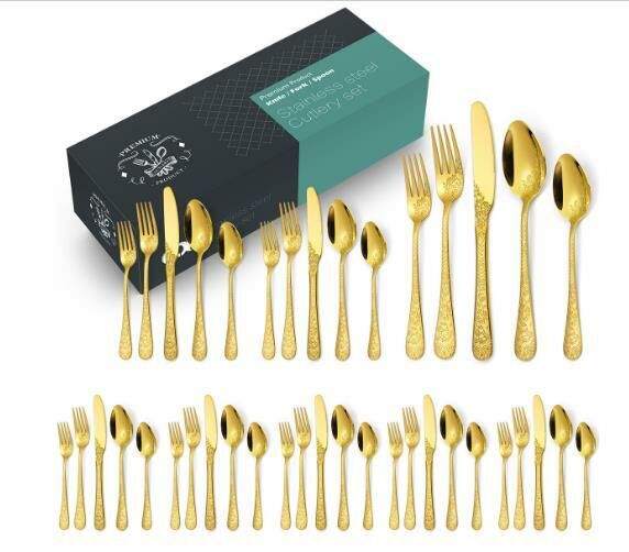 New fashion pattern stainless steel tableware (gold 40-piece set)