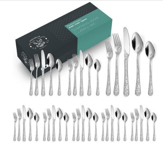 New fashionable patterned stainless steel tableware (silver 40-piece set)