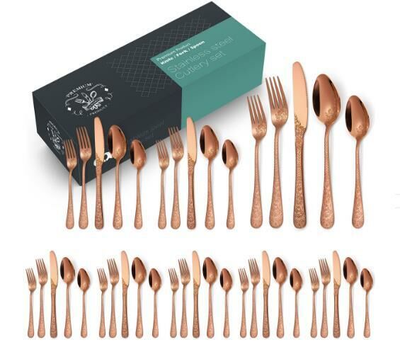 New fashion pattern stainless steel tableware (rose 40-piece set)