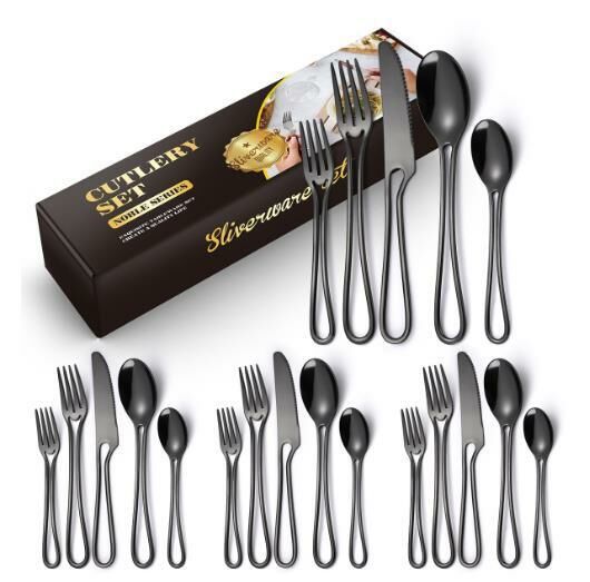 New hollow creative tableware (black 20-piece set)