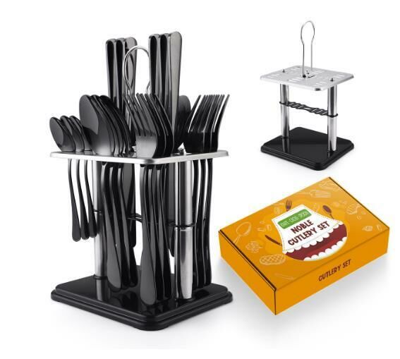 New tableware set (black 24-piece set)