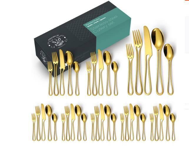 New hollow creative tableware (gold 40-piece set)