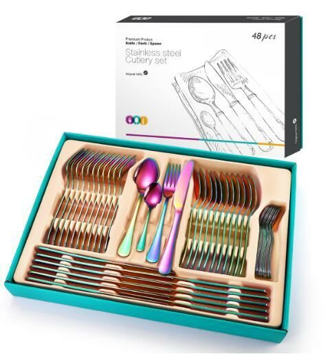 New stainless steel tableware in gift box (Symphony-48 pieces set)
