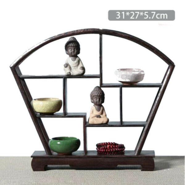 新款木質甜品架復古意境菜點心托盤（扇形）（31*27*5.7cm）