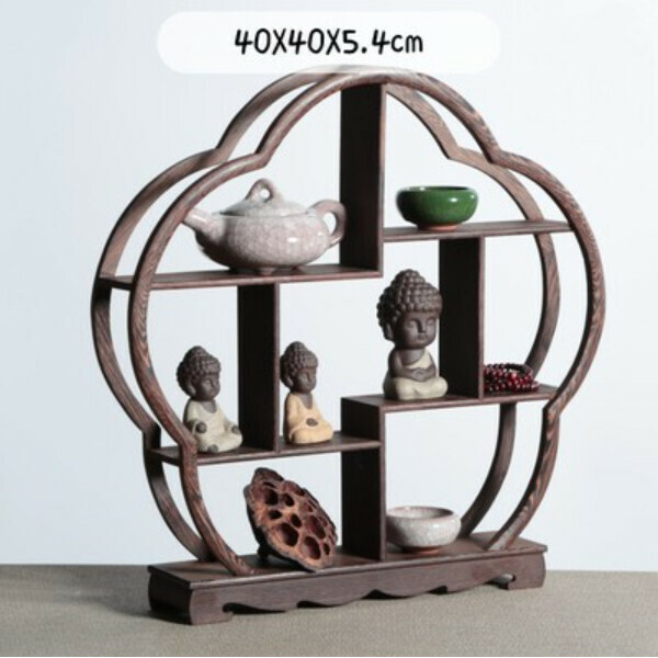 新款木質甜品架復古意境菜點心托盤（40CM大號梅形）