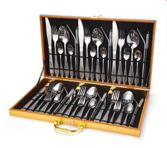 New style wooden box exquisite tableware (silver 42-piece set)