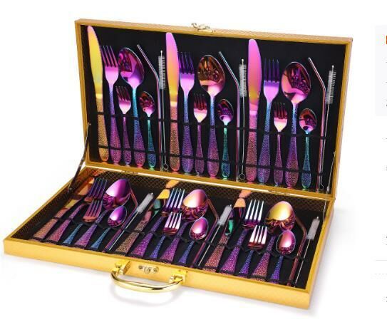 New style wooden box exquisite tableware (42-piece set of colorful colors)