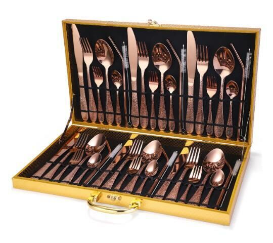 New style wooden box exquisite tableware (rose 42-piece set)