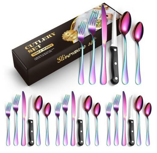 New luxury stainless steel tableware (24-piece set/serves 4 people)
