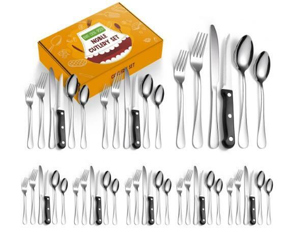 New luxury stainless steel tableware (silver 48-piece set/serves 8 people)