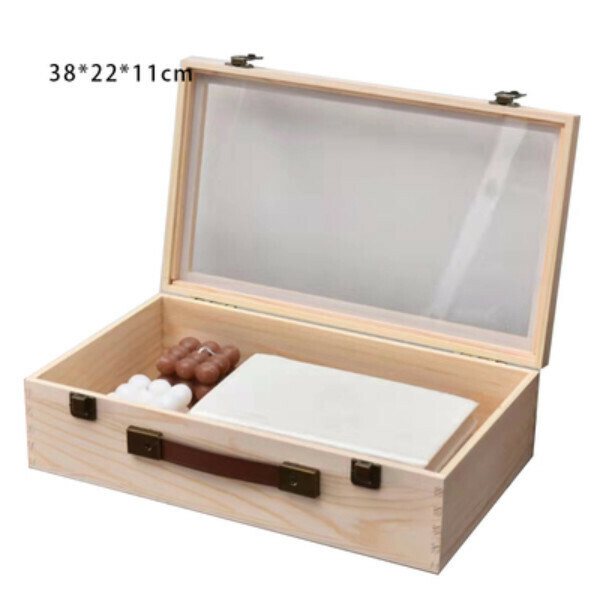 Hot recommended salmon steak tableware glass lid wooden box (single side transparent lid wooden box extra large wooden box)