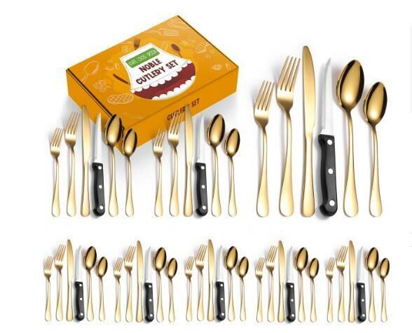 Hotly recommended luxury stainless steel tableware (48-piece rose set/serves 8 people)