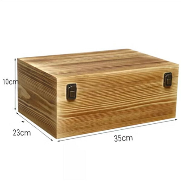 Hot recommended salmon steak tableware glass lid wooden box (retro color large wooden box)