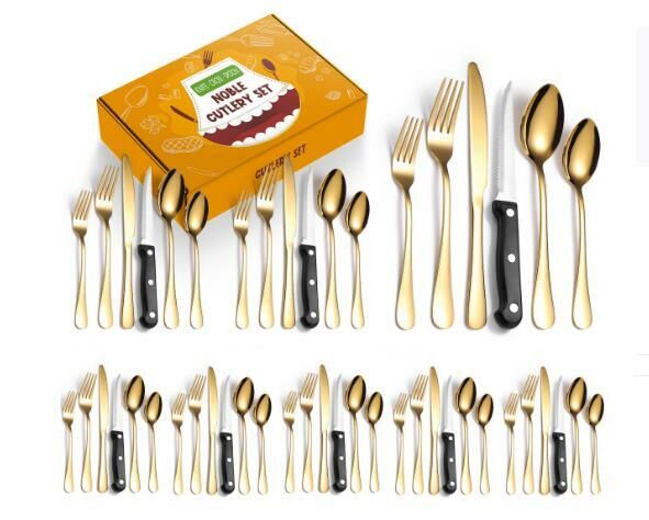 Hotly recommended luxury stainless steel tableware (gold 48-piece set/serves 8 people)