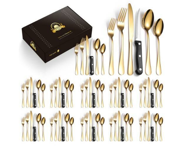 Hotly recommended luxury stainless steel tableware (gold 72-piece set/serves 12 people)
