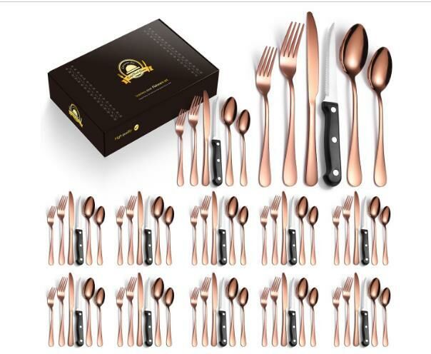 Hotly recommended luxury stainless steel tableware (Rose 72-piece set/serves 12 people)