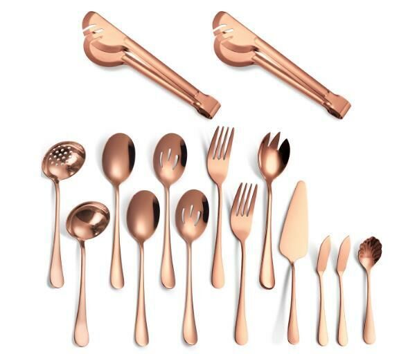 Popular simple and fashionable stainless steel tableware (rose 15-piece set)