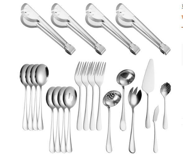 Popular simple and fashionable stainless steel tableware (silver 22-piece set)