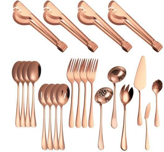 Popular simple and fashionable stainless steel tableware (gold 22-piece set)