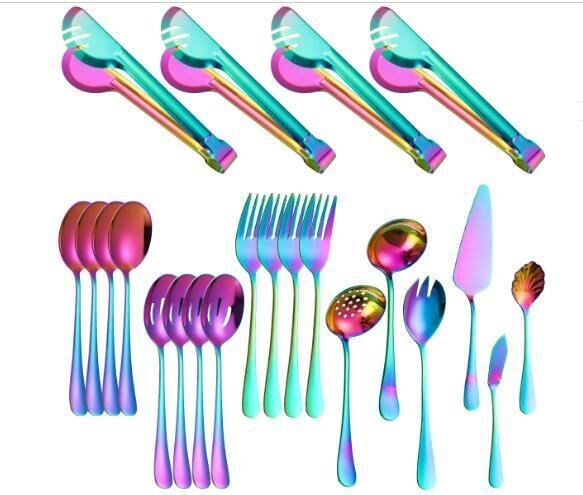 Popular simple and fashionable stainless steel tableware (22-piece set)