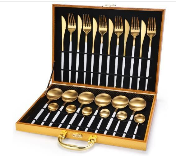 New stainless steel cutlery, forks and spoons (Platinum 24-piece set)
