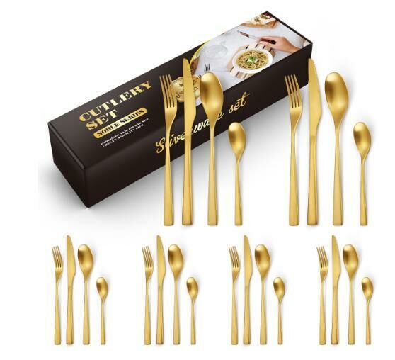 New retro matte tableware (gold 24-piece set)