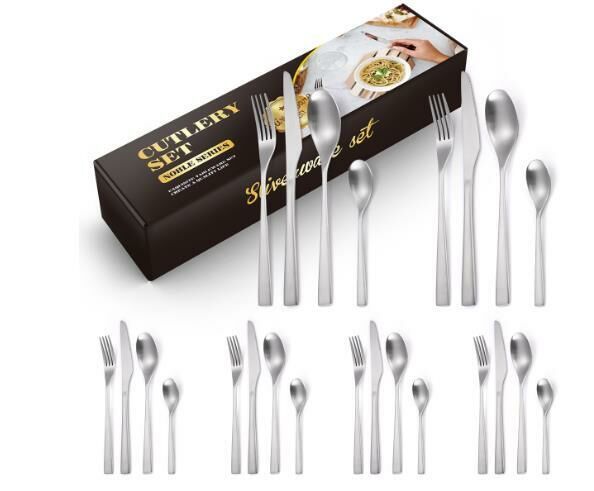 New retro matte tableware (silver 24-piece set)
