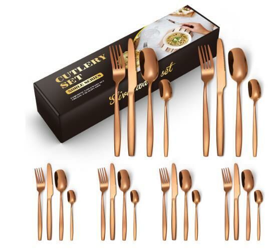 New European-style square-head tableware (24-piece rose set)