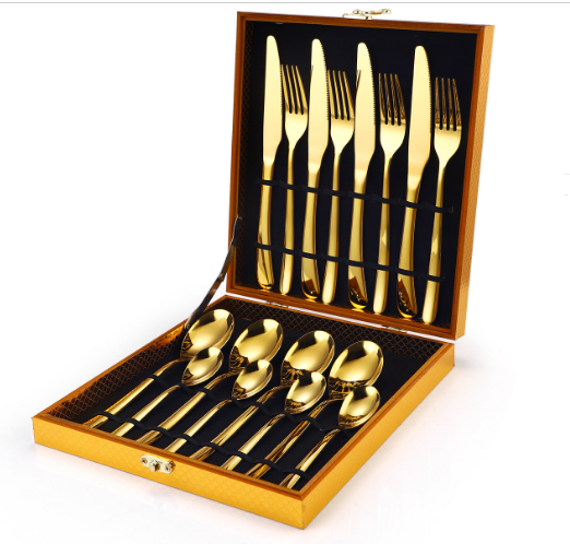 New fashion gift box tableware (gold 16-piece set)