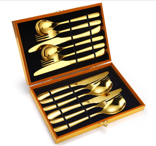 New fashion gift box tableware (gold 12-piece set)